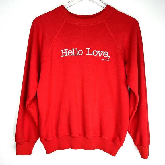 Vintage Hello Love Hello Minnesota Hanes Crewneck Pullover Sweatshirt Red MEDIUM - Picture 1 of 7